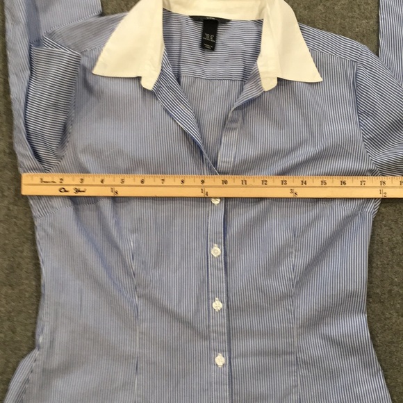 👍$5/Bundle H&M Women Contrasting Collar & Cuffs Button Blouse Sz 10 100% Cotton - Picture 7 of 10